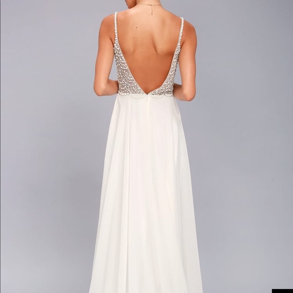 ❤️SOLD❤️ Lulus True Love White Beaded Maxi Dress - Picture 3 of 4
